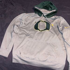 Nike Gray and Dark Green Men's Hoodie